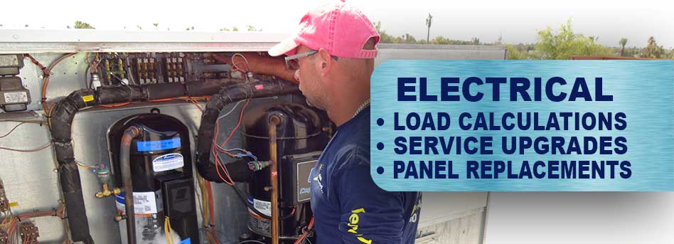 Our top services- Load Calculations, Panel Upgrades, Replacements