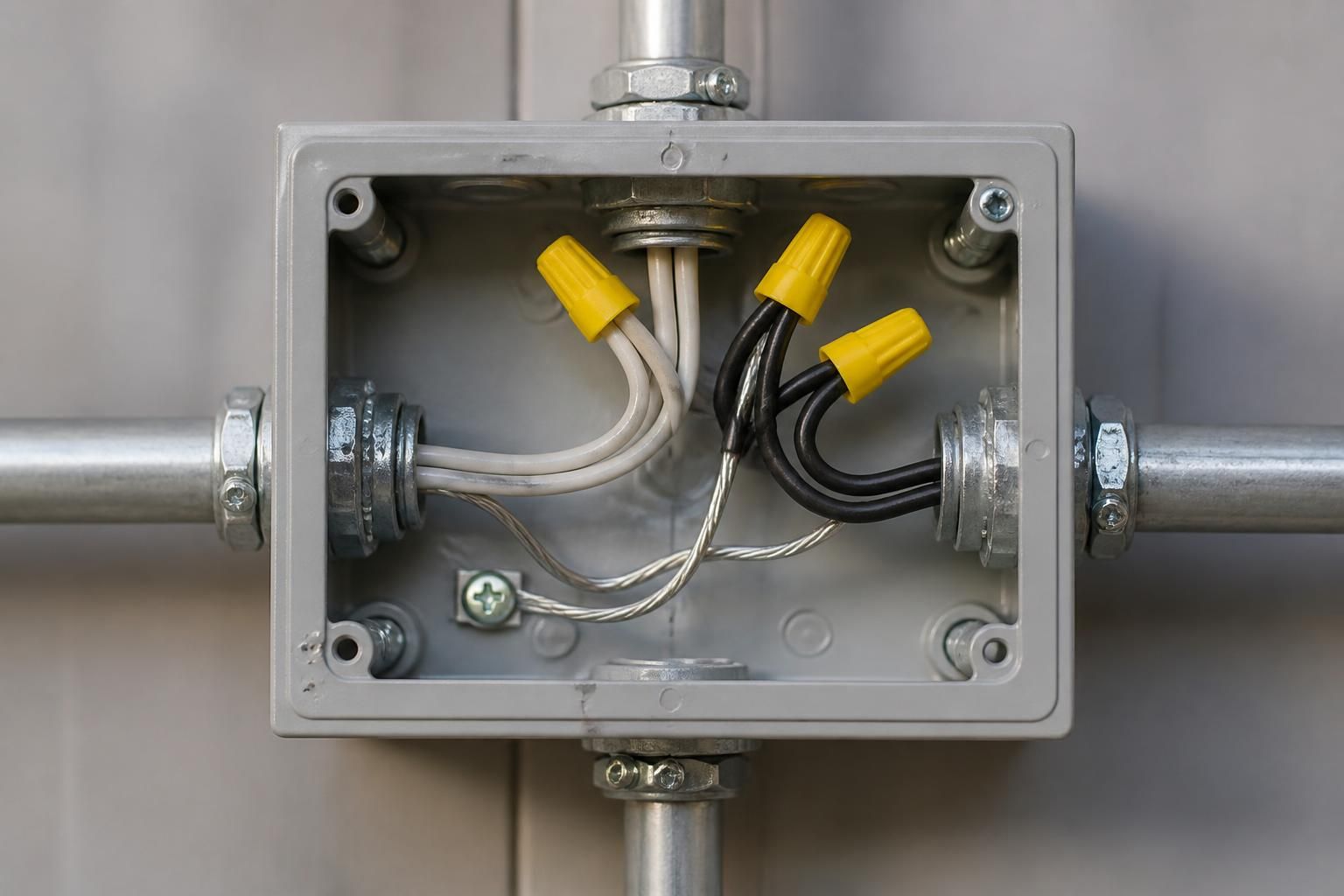 Neat aluminum wiring repair inside a finished electrical box.